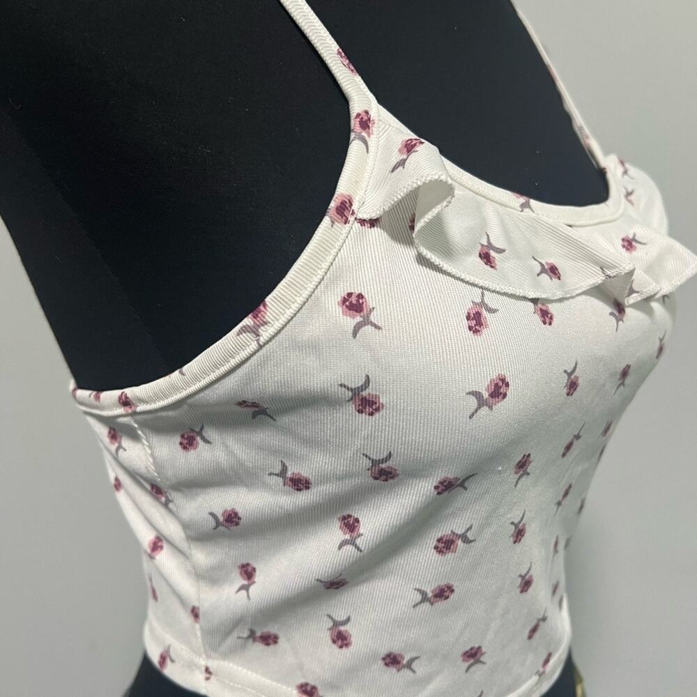 Floral Ruffle Crop Tank Top - Picture 4 of 5